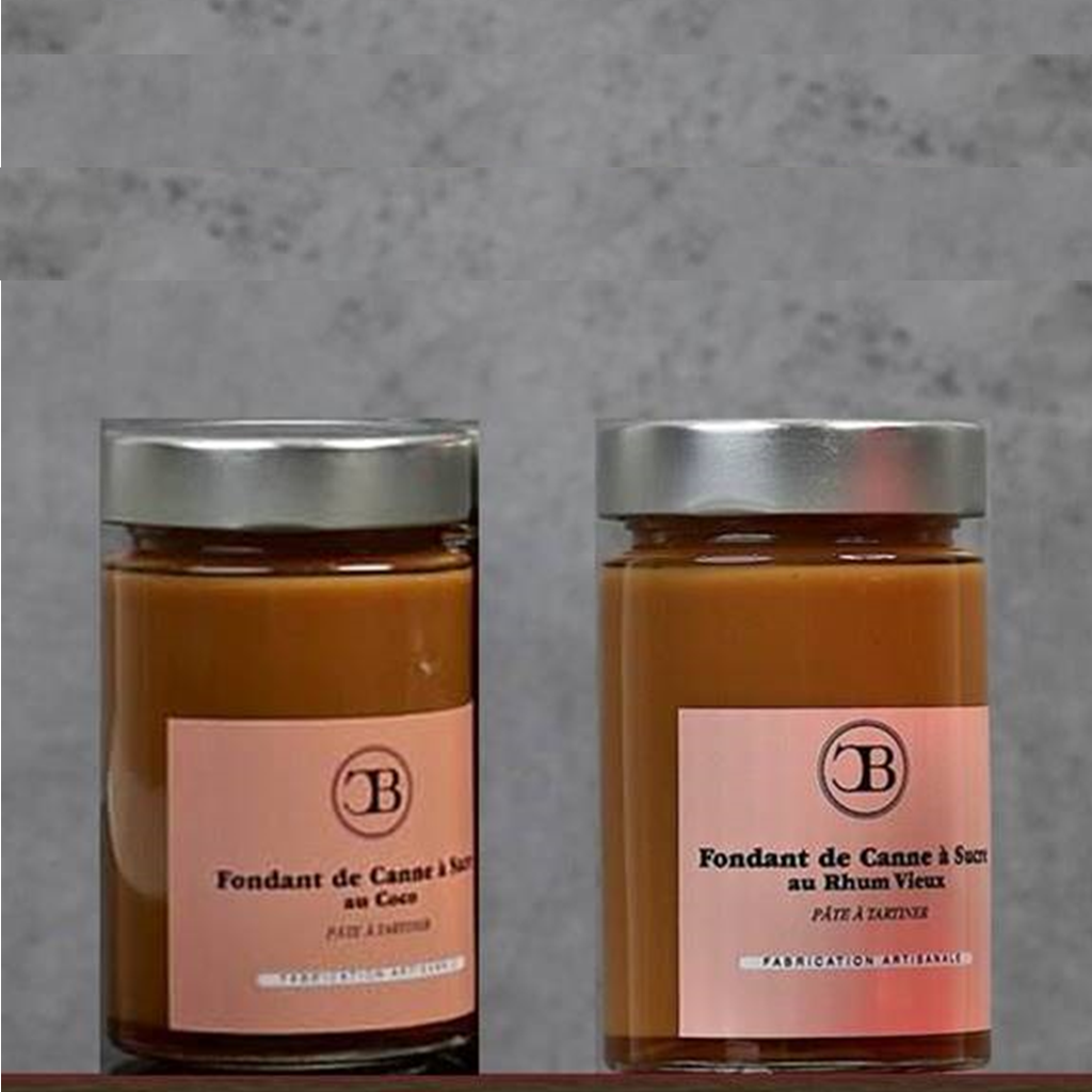 Lot de 6 Pâtes à tartiner - 4 Fondants de canne à sucre au Coco & 2 Fondants de canne à sucre au Rhum Vieux